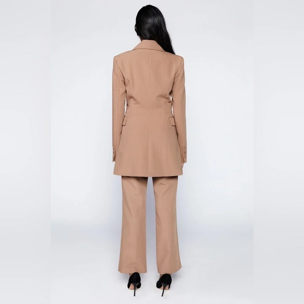 Bardot Camel Tan Single-Button Long Blazer